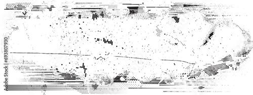 Glitch distorted grange shape . Noise grungy logo . Trendy defect error shapes . Glitched frame .Grunge textured . Distressed effect .Vector shapes 