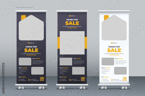 Real estate roll-up banner, Business roll up banner, pull up banner, or x banner print template
