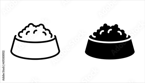 Dog feeding line icon. Pets food sign. Pet bowl symbol on white background