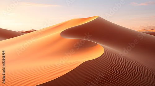 Desert with orange sand dunes. Beautiful natural landscape.  Golden sand dunes panorama in daylight  Abstract hyperzoom revealing the texture of sand dunes  Drifting Sand Dunes flat texture    