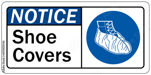 Clean room sign and labels shoe covers