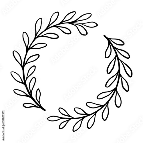 Hand-drawn laurel wreath frame