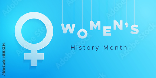 Design to celebrate March is women's history month. Gradient style background design with female genital symbols. Women's History Month celebration