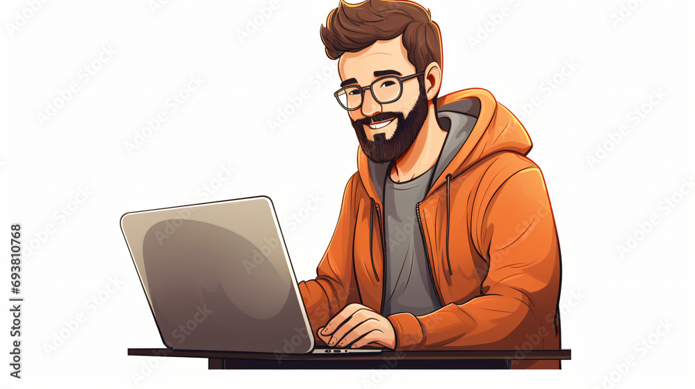 Programmer cartoon character avatar on white background