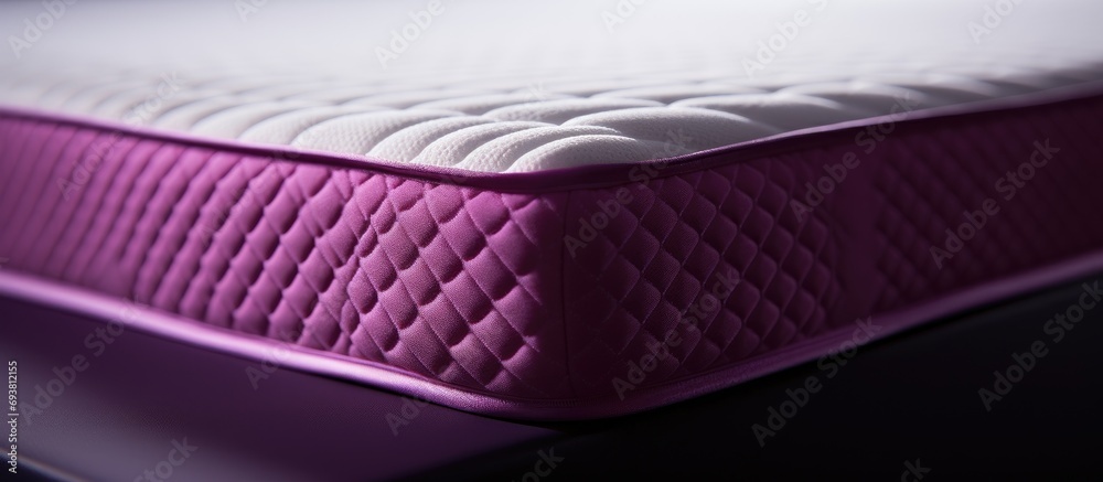 Orthopedic mattress with memory foam core that undergoes manual testing. - obrazy, fototapety, plakaty 