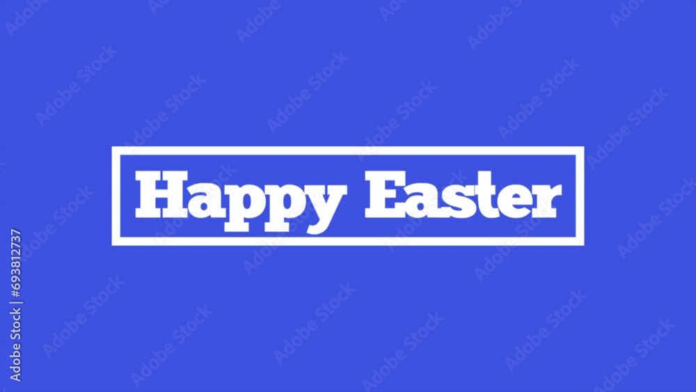 A blue square with white, capitalized letters forming the words Happy Easter, arranged in a rectangular shape with a white outline A blue square with white, capitalized letters forming the words Happy Easter, arranged in a rectangular shape with a white outline