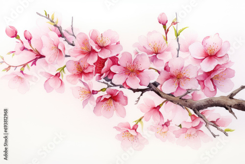 Watercolor spring seasonal cherry blossom flower and sakura flower  Ai generated © Tanu