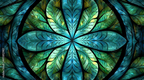 Stained glass window background with colorful abstract.  © soysuwan123