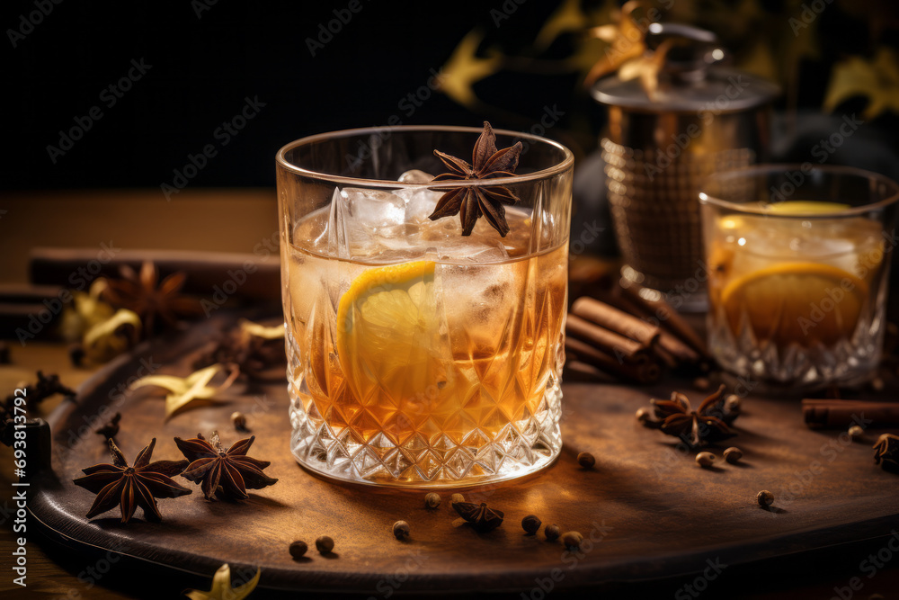 Hard apple cider cocktail with autumn cinnamon Hard apple cider cocktail with autumn cinnamon
