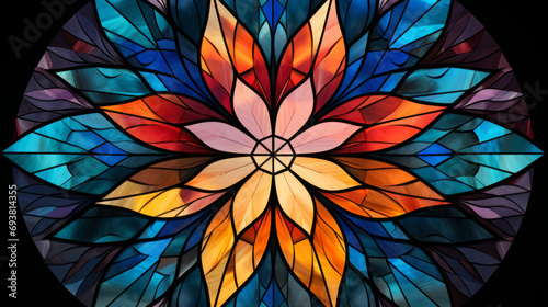 Stained glass window background abstract autumn leaves background 