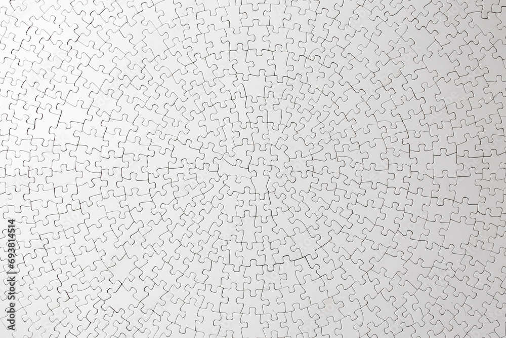 Plain white radial jigsaw puzzle solved, abstract texture backdrop