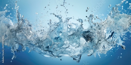 Water splash on blue background. Generative AI. © serg3d
