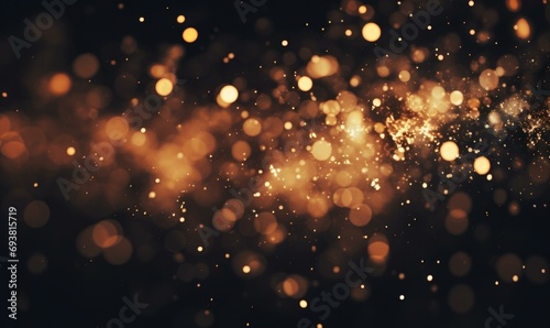 Golden sparkles on a black background. Generative AI. © serg3d