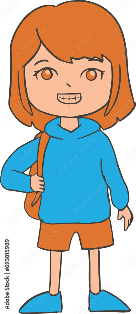 Child Go to School Vector Illustration