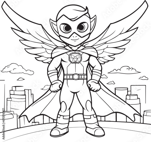 cute batman coloring page illustration for kids
