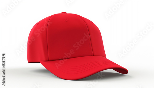 Vibrant red baseball cap mockup on a white background, ideal for branding