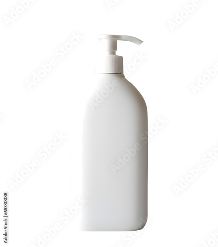 White empty cosmetic liquid dispenser bottle of soap, lotion, shampoo or shower gel mock up isolated on transparent background