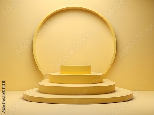 photo yellow cylinder minimal podium pedestal product display platform for product placement background 3d illustration 
