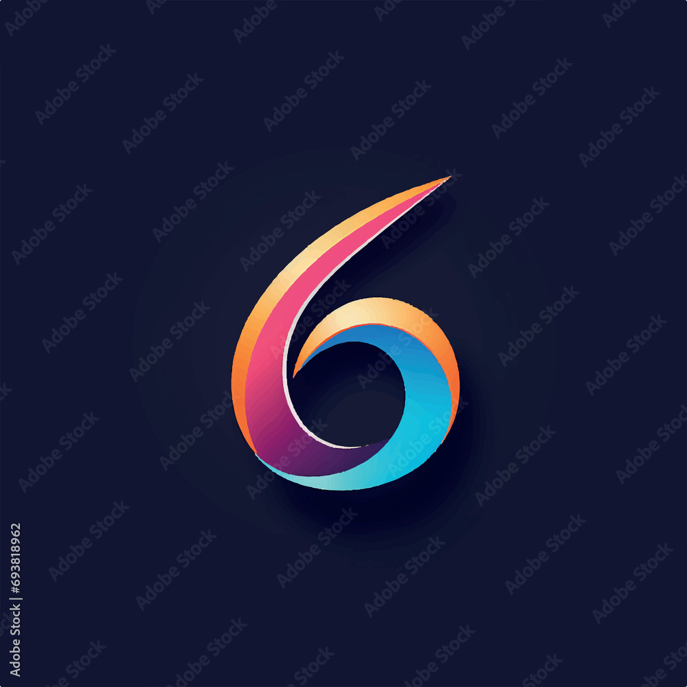 Illustration of number 6 Logo colorful Illustration of number 6 Logo colorful