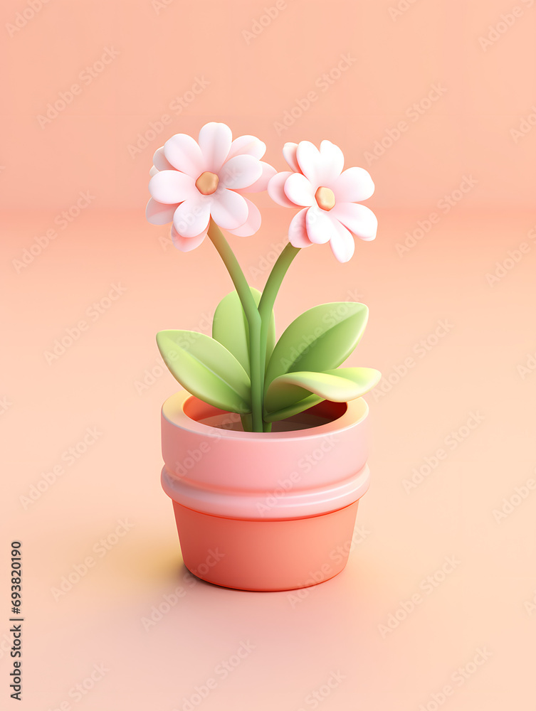 cute flower 3d illustration, Generative AI cute flower 3d illustration, Generative AI