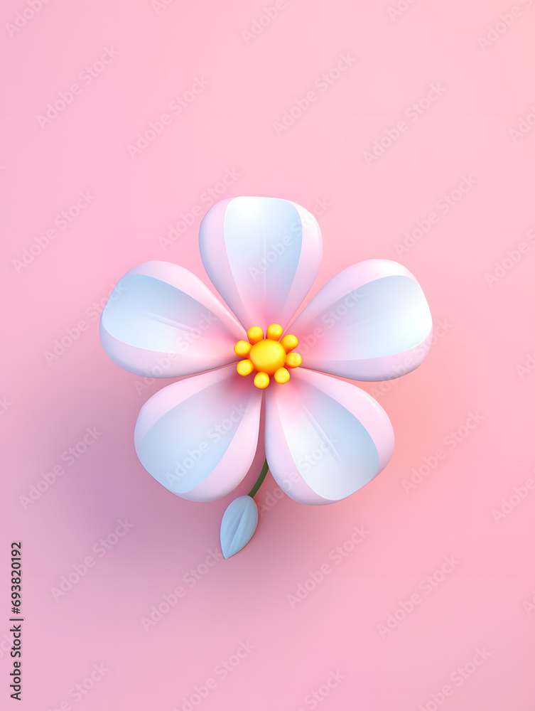 cute flower 3d illustration, Generative AI cute flower 3d illustration, Generative AI