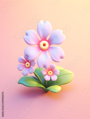 cute flower 3d illustration, Generative AI
