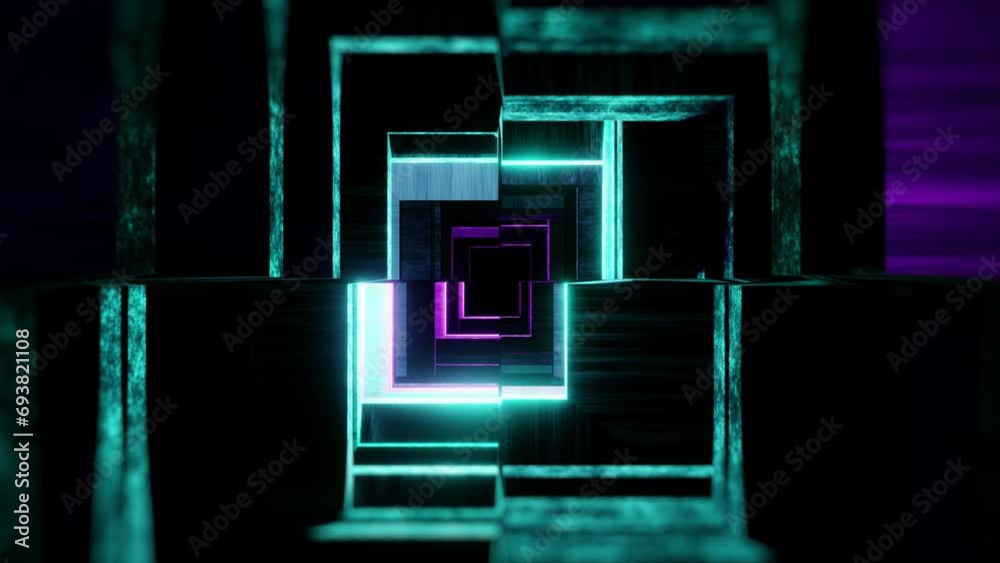 abstract futuristic technology tunnel animation, 4k vj dj music loop background