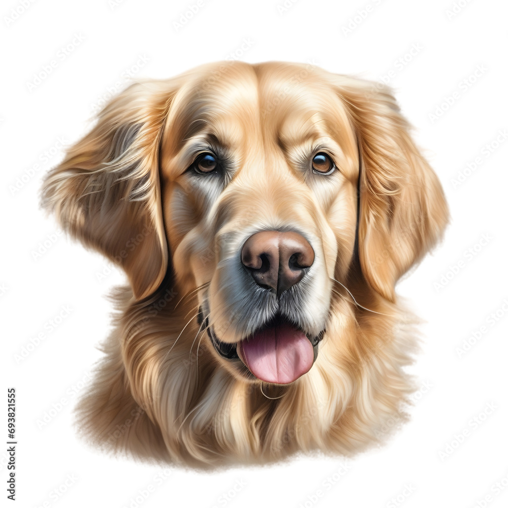 Color pencil sketch of a Golden Retriever. 