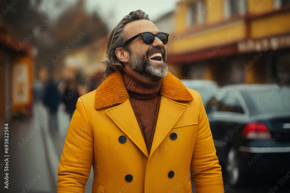 portrait of a man enjoying snow and winter