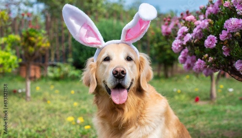 happy dog with bunny ears