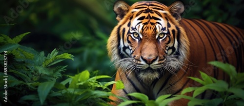 Detailed view of a Bengal tiger photo