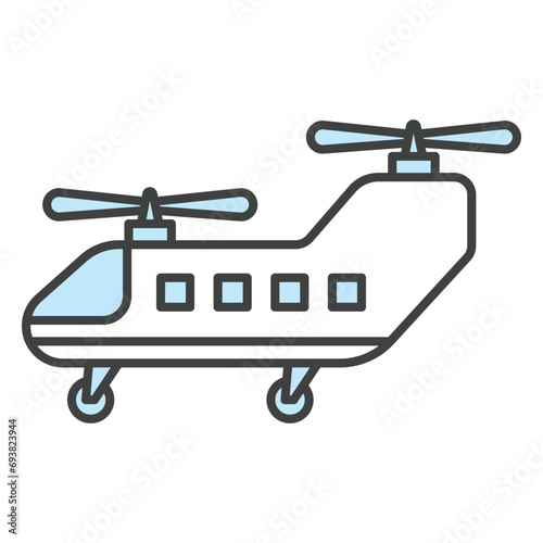 Military helicopter icon vector on trendy design