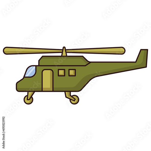 Military helicopter icon vector on trendy design