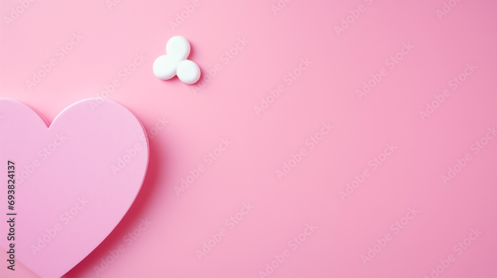 Banner.The word love in white letters on a trendy pink background. Happy Valentine's Day, Mother's Day, March 8, World Women's Day holiday card concept. Flat lay