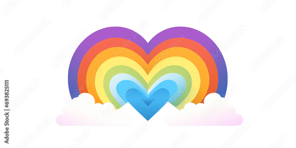 A subtle and minimalist depiction of a rainbow in the shape of a heart. A subtle and minimalist depiction of a rainbow in the shape of a heart.