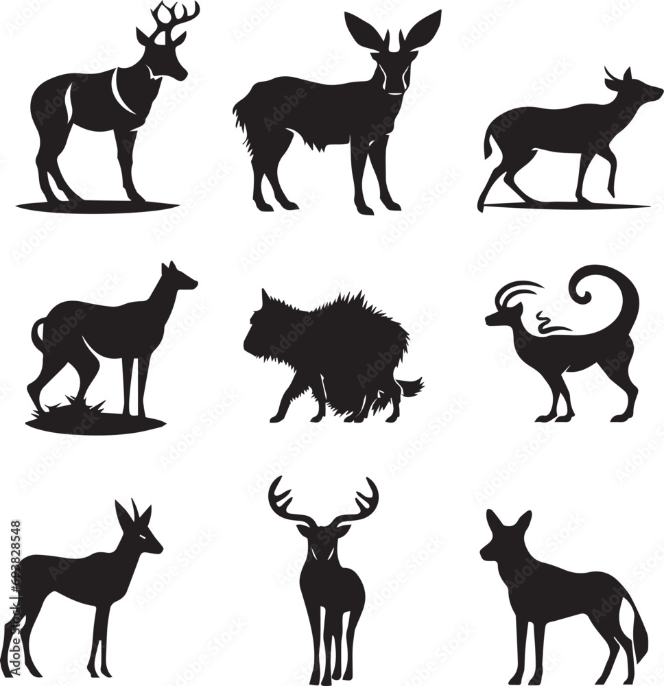 Set of Animal logo Isolated on White background.
