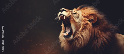 Lion making loud noise. photo