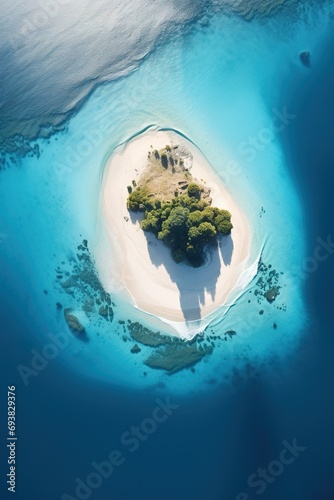 an aerial view of an island in the ocean, best light photography, light gold and cyan, vivid birdlife, forced perspective, white and navy