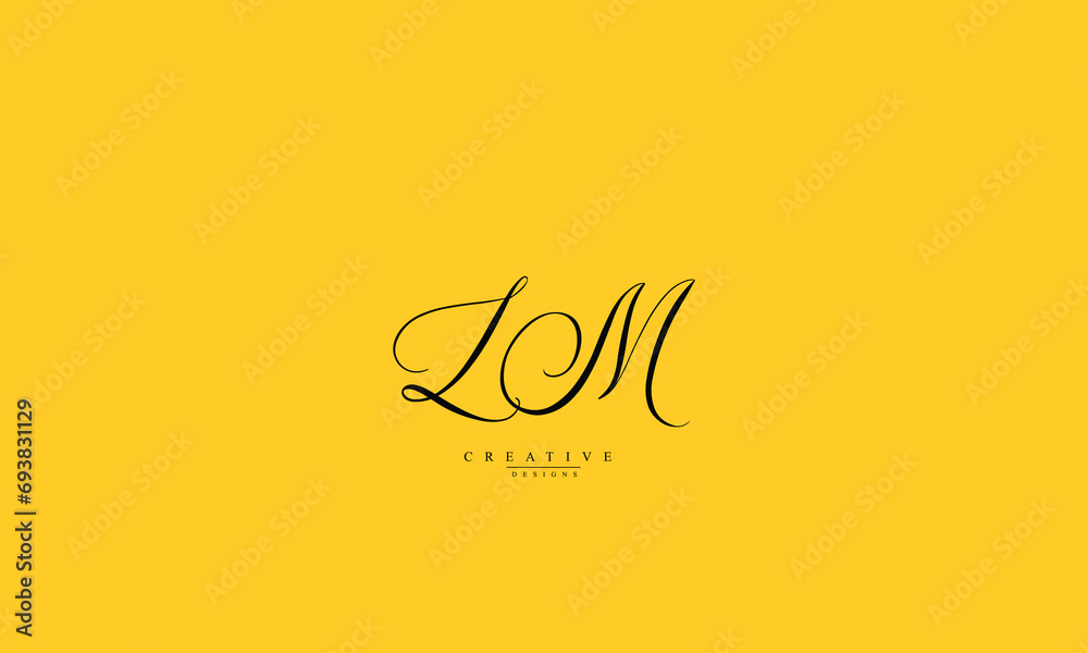 Alphabet letters Initials Monogram logo LM ML L M