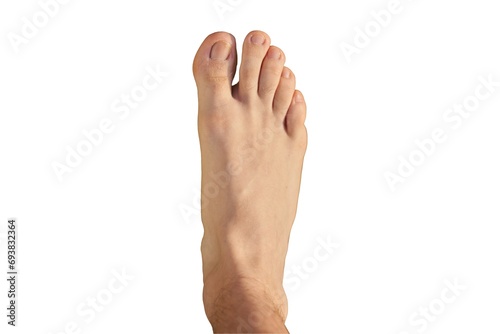 Foto A man’s bare foot isolated on white background