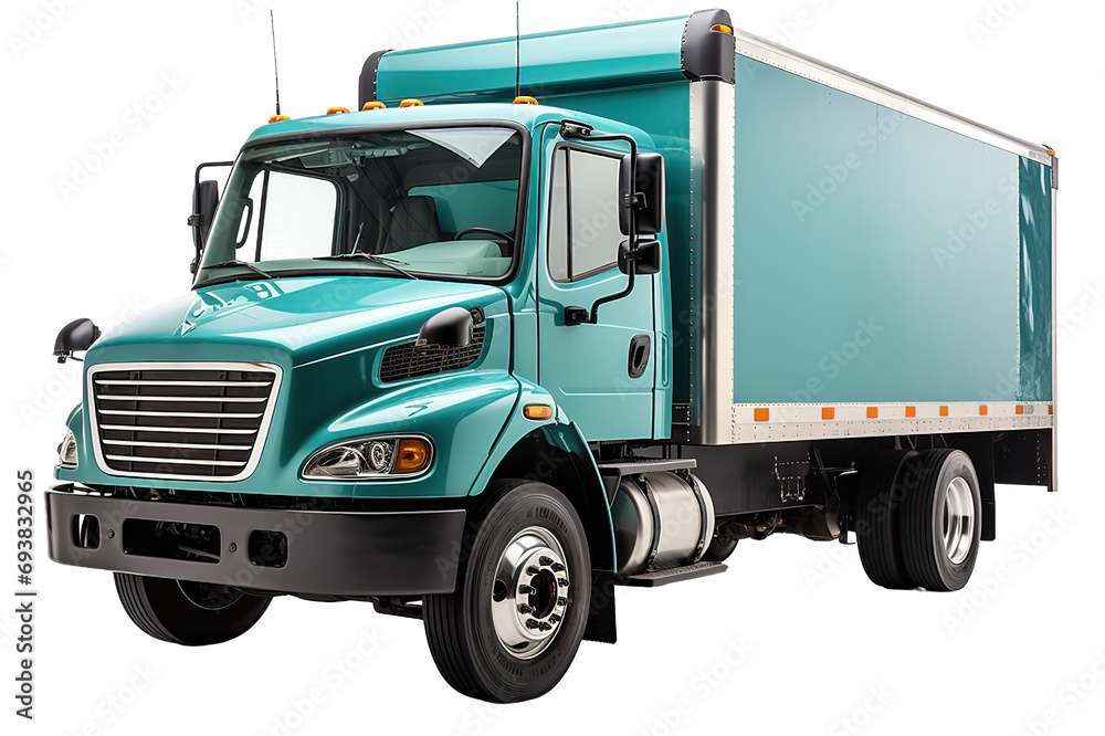 Turquoise american truck isolated on PNG Background. Generative Ai.