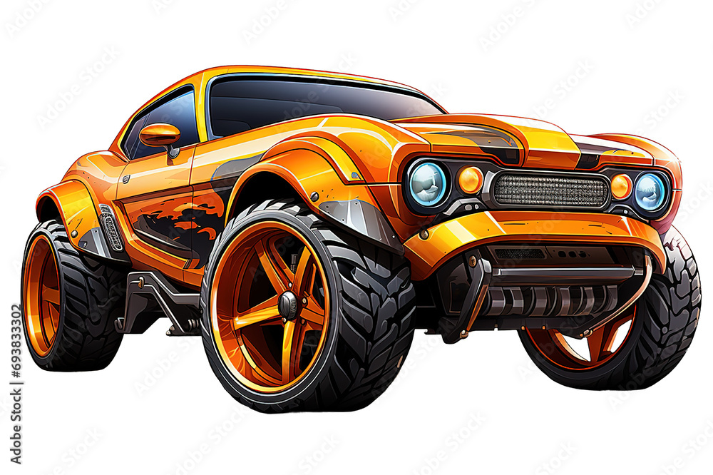 Cartoon Muscle Car. isolated on PNG Background. Generative Ai. Cartoon Muscle Car. isolated on PNG Background. Generative Ai.