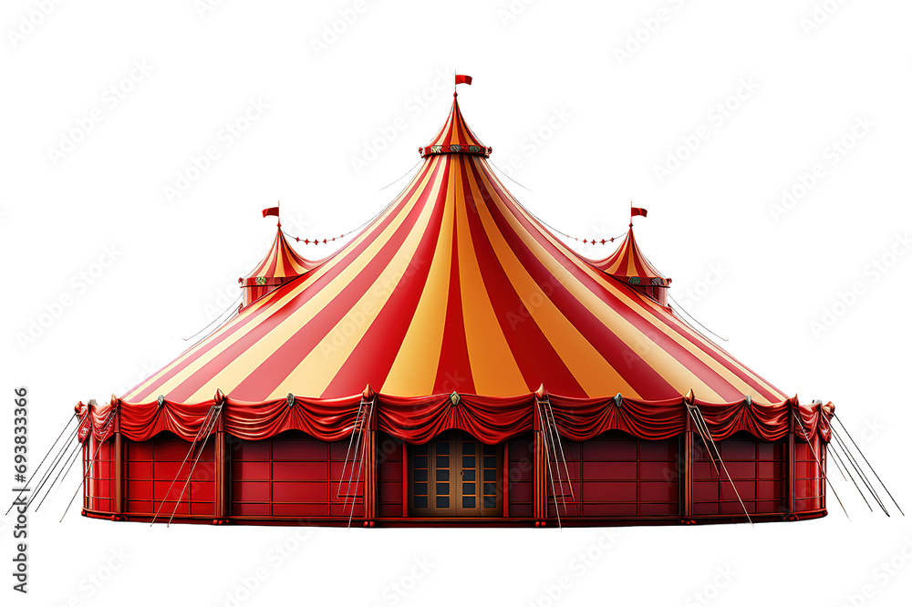 detailed illustration of a red and white circus tent isolated on PNG ...