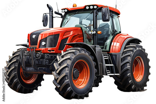 Farm Tractor 3D rendering  isolated on PNG Background. Generative Ai.