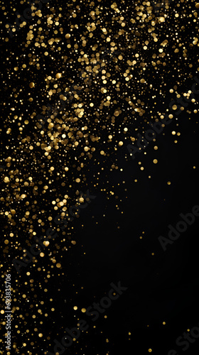 golden sparkles and bokeh on a black background