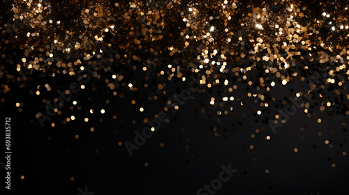 golden sparkles and bokeh on a black background © katerinka