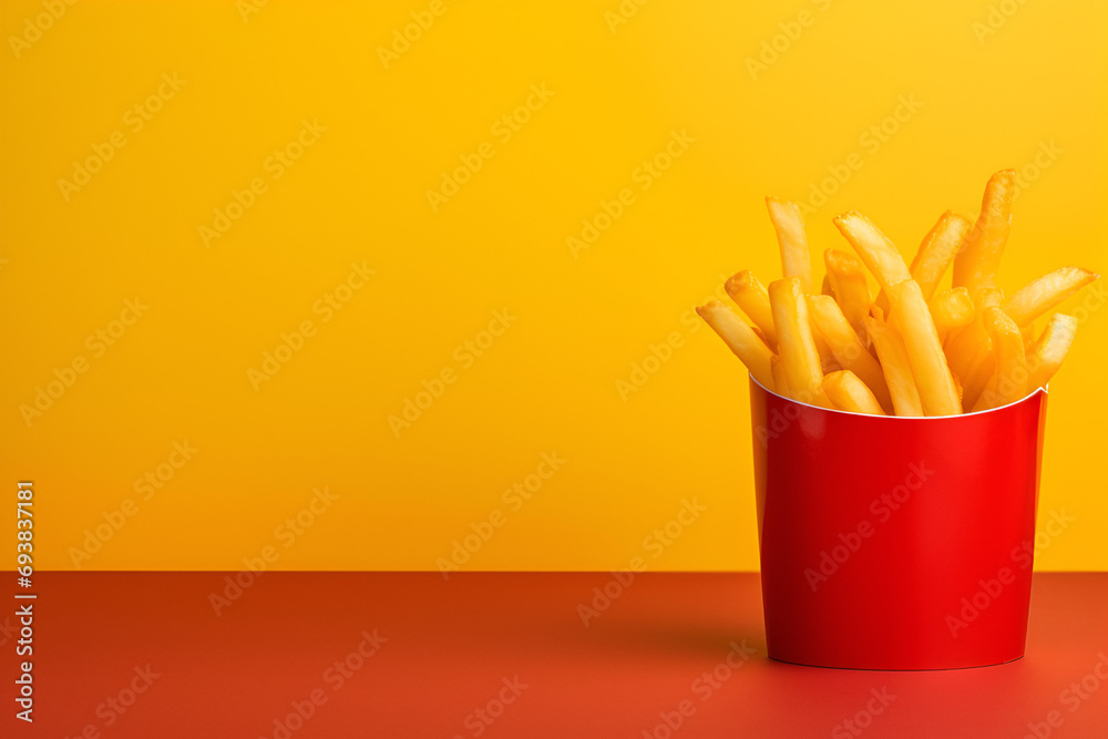 French Fries in Red Cup - obrazy, fototapety, plakaty 