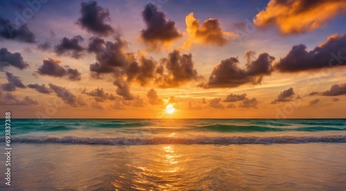 sunset at the miami beach, miami beach scene, fantastic view of the beach, sunset over the beach © Gegham