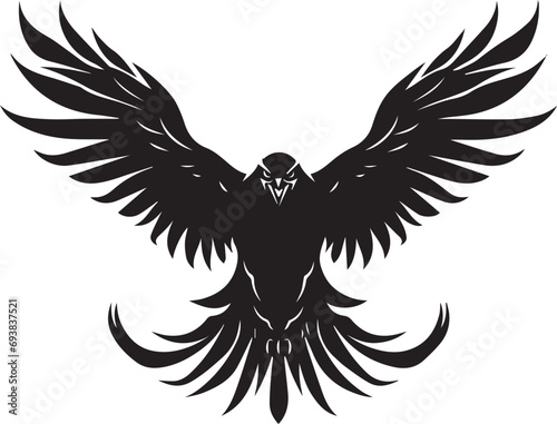 black eagle in flight isolated on white background