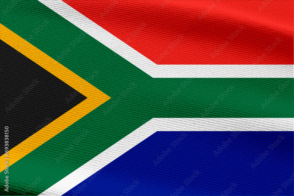 Close-up view of South Africa National flag. - obrazy, fototapety, plakaty 